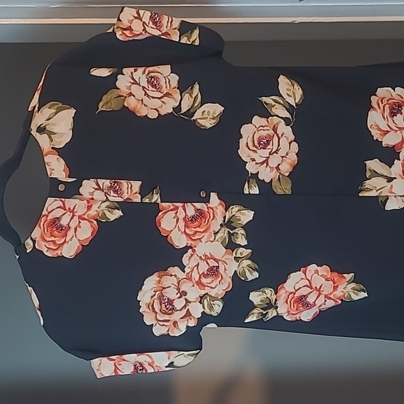 A New Day Floral Cap Sleeve Sheath Dress Black Rose Print Pullover V-Neck XS - Picture 12 of 16